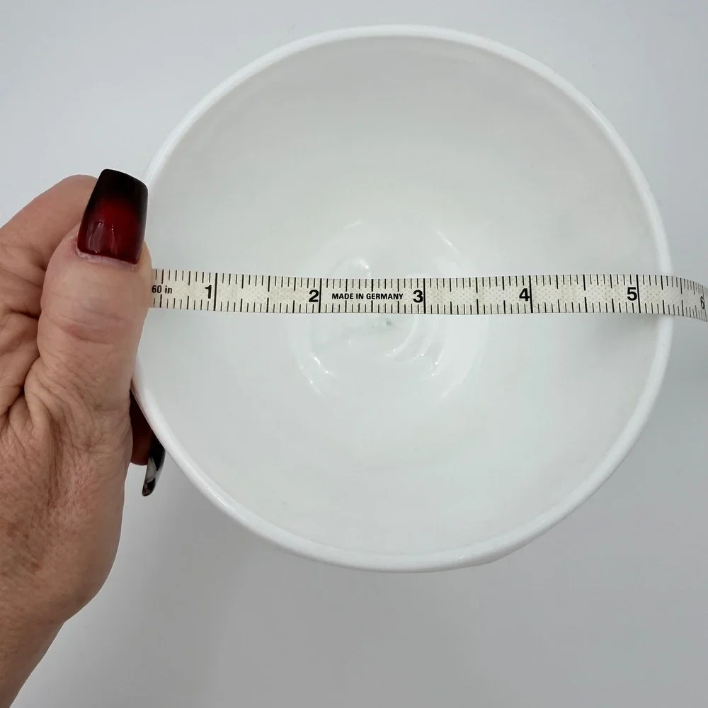 Vintage Milk Glass Grape‎ Pedestal Bowl Compote White Scalloped Dish